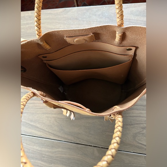 Madewell Tan Leather Tote Bag with Tassels - Picture 6 of 7